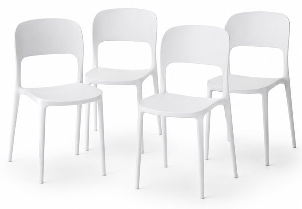 Set 4 Sedie da Pranzo Impilabili 40x45x80 cm Modello Stoccolma in Polipropilene Bianco