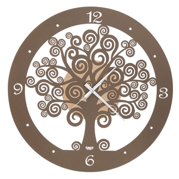 Orologio simbolico piccolo Albero della Vita in metallo metallo verniciato, Diametro 44 cm, colore Orolaccato Bronzo