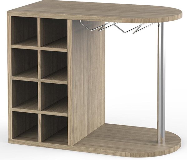 Scaffale Bar Cantinetta Vino da Parete 42x52x28 cm Cantina 8 Posti + Porta Calici in Legno Quercia