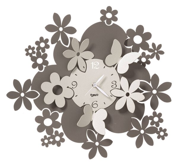 Orologio da parete con fiori Daisy in metallo, diametro 40, colore Fango Avorio