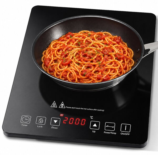 Piastra Fornello Elettrico a Induzione 1 Fuoco per Cucina Cottura Omogenea 2000W