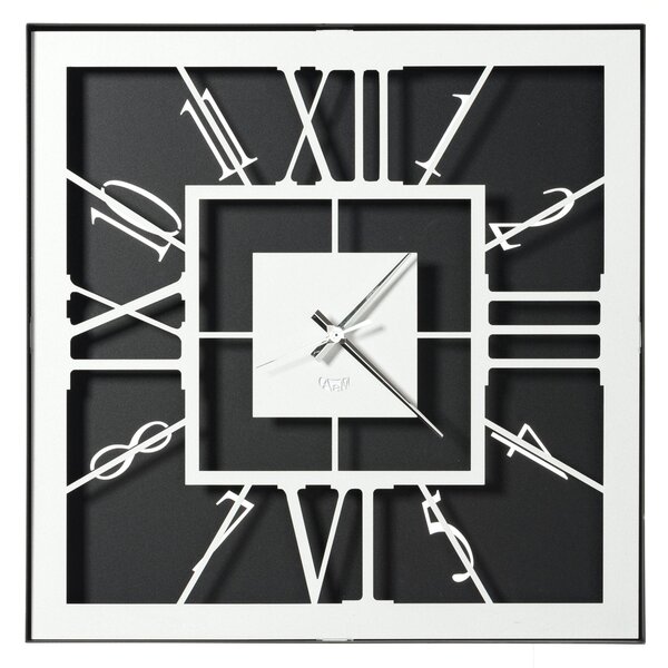 Orologio da muro di design Tauro con i numeri romani Dimensioni 50x50 cm colore Nero e bianco marmo