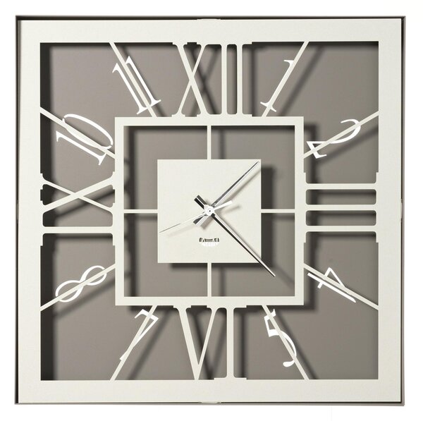 Orologio da muro di design Tauro con i numeri romani Dimensioni 50x50 cm colore Fango e avorio