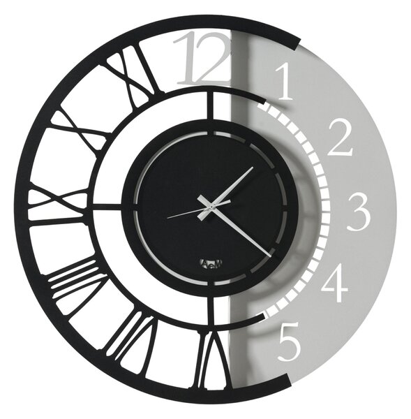 Orologio da parete doppio stile Full Metal Jack lato all�antica numerazione romana e dall�altro alla numerazione araba Diametro 60 m Grande colore Nero e bianco marmo