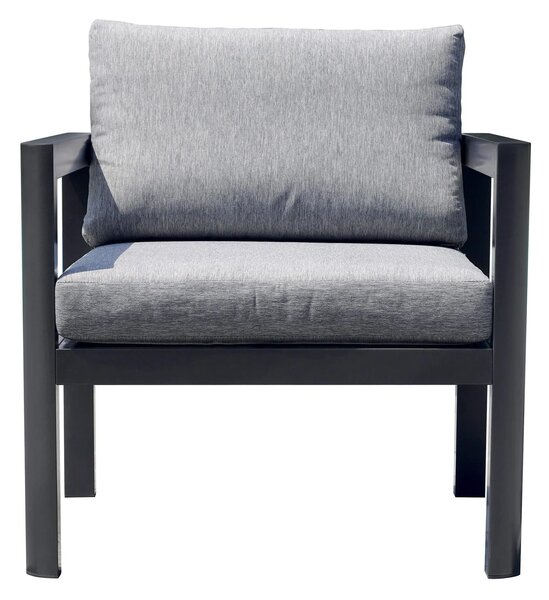 Poltrona da Giardino 70x75x60 cm in Alluminio Grigio con Cuscini Grigio