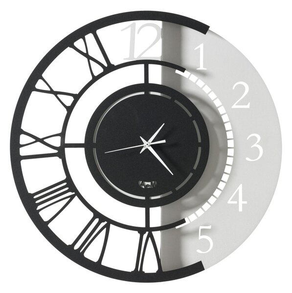 Orologio da parete doppio stile Full Metal Jack lato all�antica numerazione romana e dall�altro alla numerazione araba Diametro 45 m piccolo colore Nero e bianco marmo