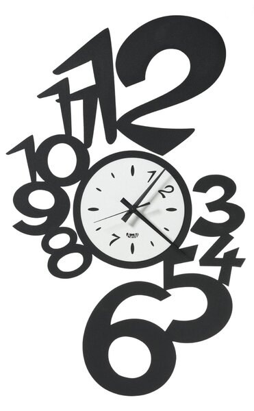 Orologio da parete giocoso grande Lupin . Si sviluppa in verticale e in modo simmetrico Dimensioni: 41x 65 cm colore Nero e bianco marmo