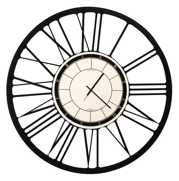 Orologio da parete classico piccolo quadrante con delle linee, tutte collegate ad un cerchio Diametro 50 cm colore Nero