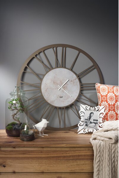 Orologio da parete CLASSICO MARMO BIG , Diametro 90 cm quadrante effetto marmo marmo stampato e numeri romani colore Nero