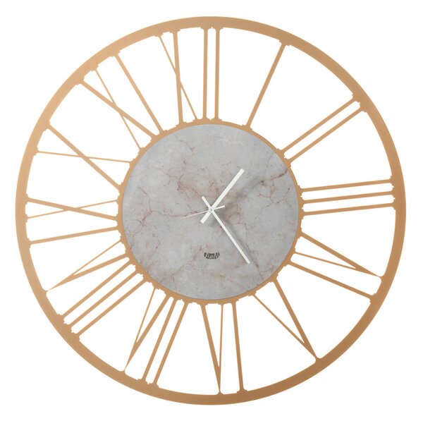 Orologio da parete CLASSICO MARMO BIG , Diametro 90 cm quadrante effetto marmo marmo stampato e numeri romani colore oro laccato-marmo travertino