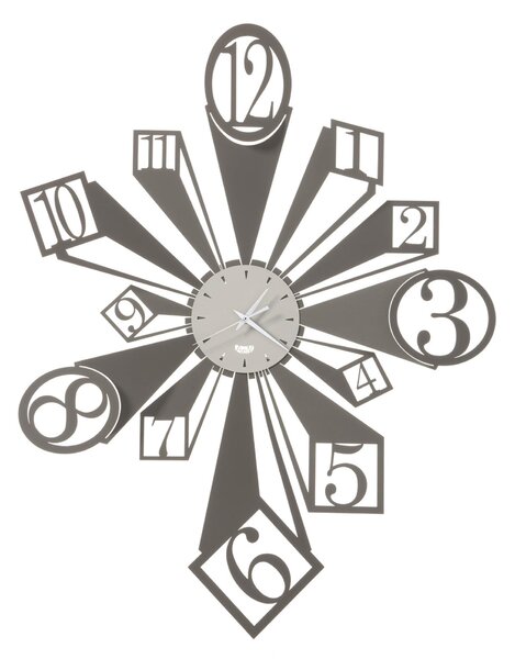 Orologio da parete scomposto Slang Dimensione 58x h74 cm numeri sono inseriti all'interno di forme geometriche come quadrati e cerchi colore Fango e avorio