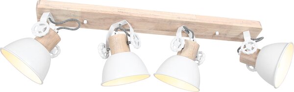 Mexlite - faretto - Gearwood - bianco - metallo legno di gomma - faretto a superficie - E27 - 2729W