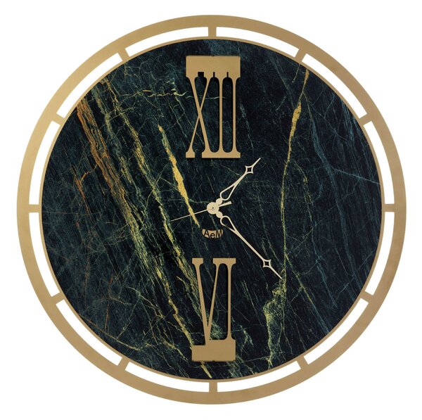 Orologio effetto marmo pregiato Mood Diametro 63 cm colore Oro lancette e dei numeri romani quadrante dall'effetto marmo trasparente e venature d'oro
