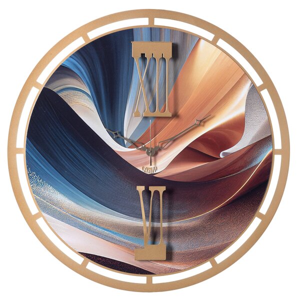 Orologio effetto marmo pregiato Mood Diametro 63 cm colore Oro lancette e dei numeri romani quadrante dall'effetto marmo colore Oro laccato-dune dorate