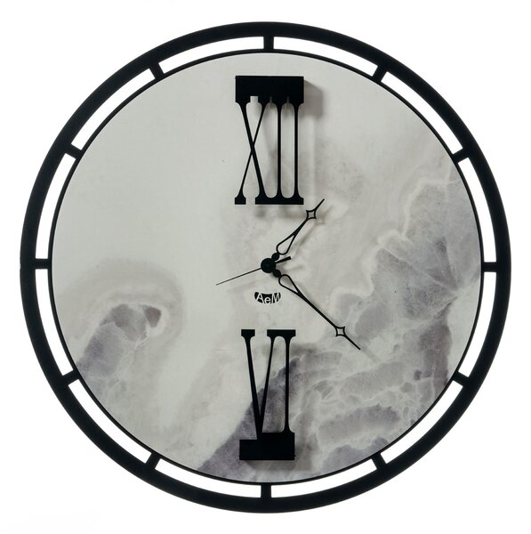 Orologio effetto marmo pregiato Mood Diametro 63 cm colore Oro lancette e dei numeri romani quadrante dall'effetto marmo colore Nero e marmo Dover