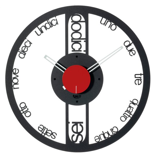 Orologio da parete Circolo piccolo Dimensioni 44 cm ore scritte in forma di lettere anzich� numeri colore Nero