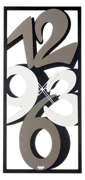 Orologio rettangolare da parete VISION in Ferro colorato Dimensioni 42x h90 cm colore Nero, fango e bianco marmo
