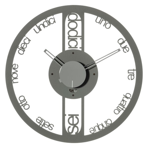 Orologio da parete Circolo piccolo Dimensioni 44 cm ore scritte in forma di lettere anzich� numeri colore Fango