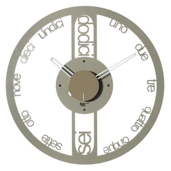 Orologio da parete Circolo piccolo Dimensioni 44 cm ore scritte in forma di lettere anzich� numeri colore Sabbia