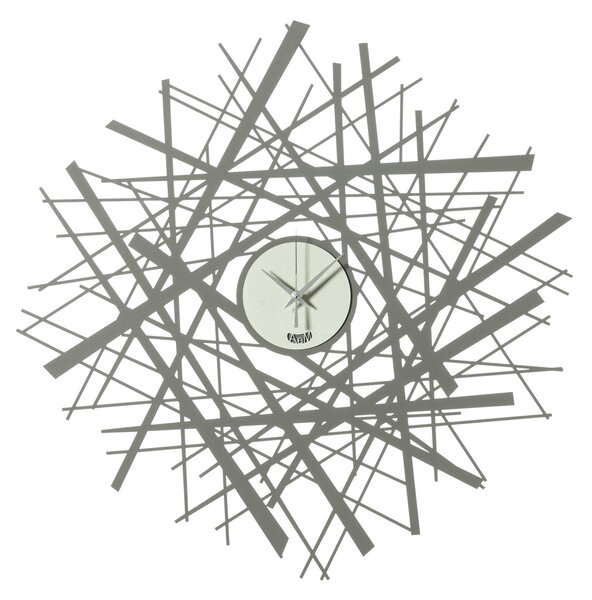 Orologio da parete SHANGHAI Diametro 58 cm composto da linee di diversi spessori che si intersecano intorno al quadrante Lancette cromate colore Fango/Avorio