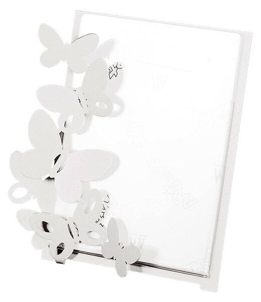 Porta Foto Butterfly piccolo in metallo, dimensione 16x20h - per foto 13x18h, colore Bianco Neve