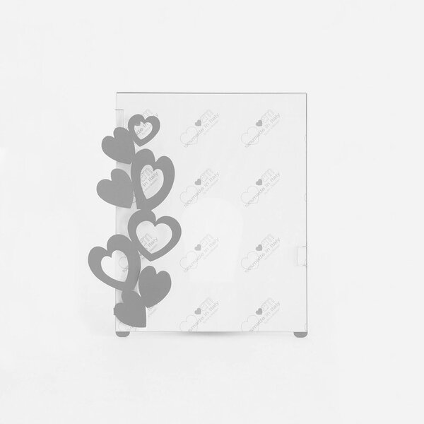 Porta Foto Cuori piccolo in metallo, dimensione 16x20 - per foto 15x20h, colore Bianco Neve
