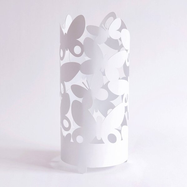 Portaombrelli composto da numerose farfalle di diverse dimensioni Butterfly in metallo, diametro 25x h 55 cm, colore Bianco Neve