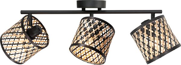 Mexlite - faretto - Bambus - naturale nero - bambù metallo - faretto a superficie - E14 - 4489ZW