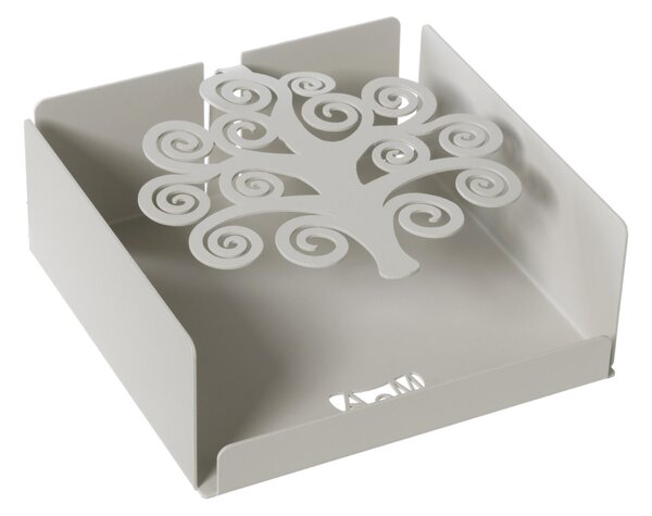Porta tovaglioli composto dalle quattro pareti laterali e con ferma tovaglioli Albero della Vita, 17x17Px h,12 cm per tovaglioli di formato 15x15 cm avorio