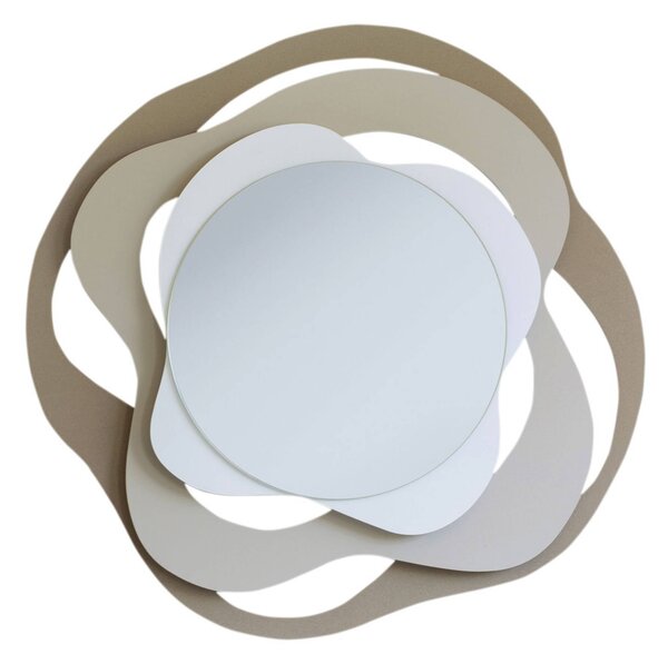 Specchio Isotta in metallo, 83x80h(d.44,5), colore Beige-nocciola-bianco