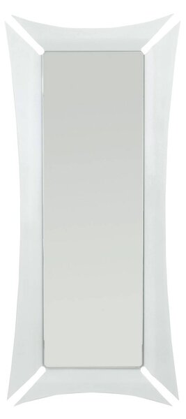 Specchio elegante da terra Morgana in metallo, 75x167h(42x135), colore Bianco Neve