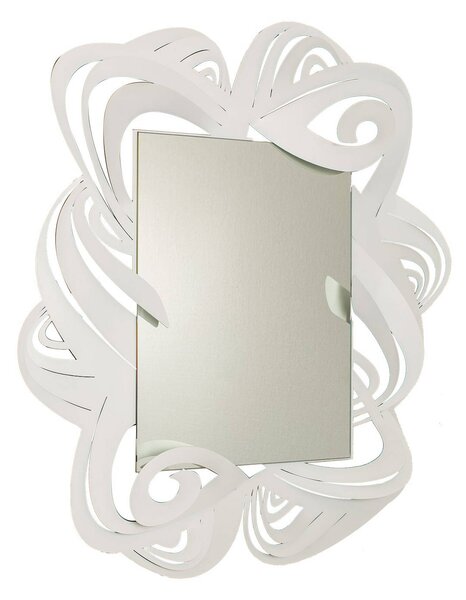 Specchio da parete di design PENELOPE in metallo, 87x h100 cm, decorazione moderna con riccioli in ferro colore Bianco Neve