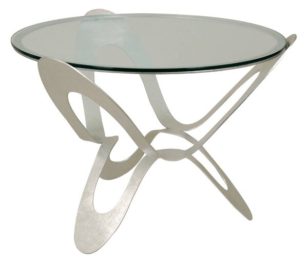 Tavolo contemporaneo originale Ninfa in metallo, diam.65x50h, colore Argento