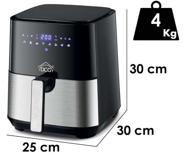 DCG Friggitrice ad Aria 5 Litri Potenza 1450W con Timer e Termostato Regolabile colore Nero/Argento - FR3605D
