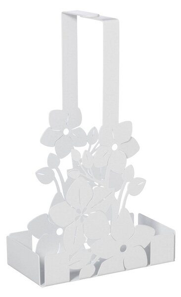 Porta bicchieri floreale di design Fior di Loto in metallo, 8x16x27h, colore Bianco Marmo
