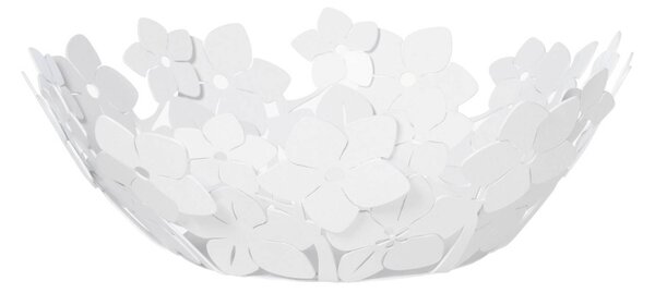 Centro tavola grande floreale Fior di Loto in metallo, d.40x15h, colore Bianco Marmo
