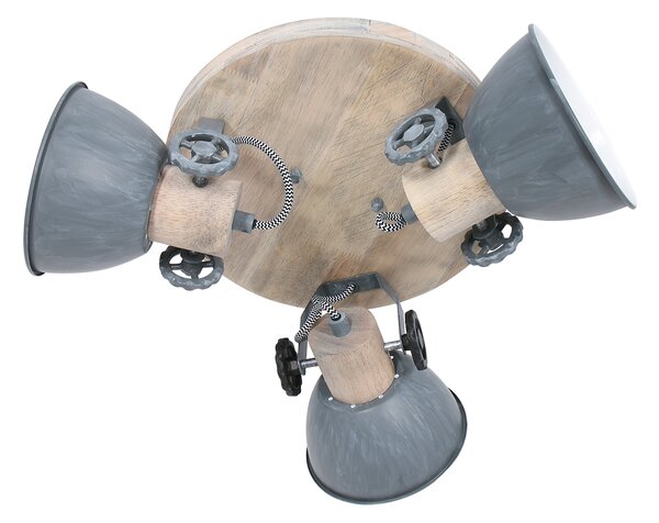 Mexlite - faretto - Gearwood - grigio - metallo legno di gomma - Ø 38cm - E27 - 3063GR