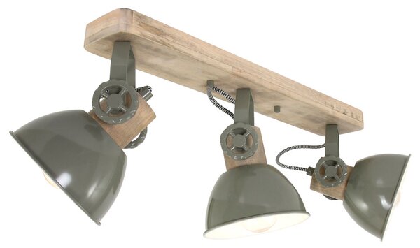Mexlite - faretto - Gearwood - verde - metallo legno di gomma - faretto a superficie - E27 - 2133G