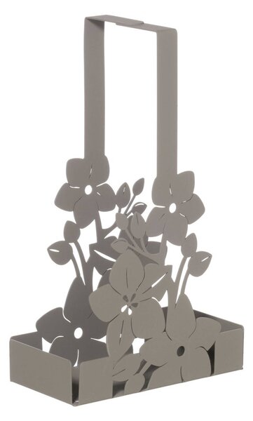 Porta bicchieri floreale di design Fior di Loto in metallo, 8x16x27h, colore Fango