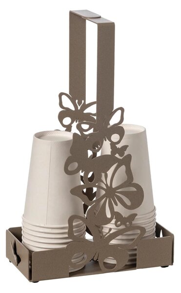 Portabicchieri Le farfalle, sono protagoniste in questo porta bicchieri FARFALLOSO 16x8x h27 cm Pratico e funzionale, colore beige