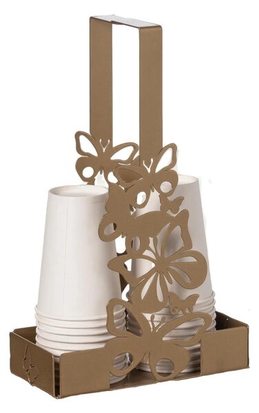 Portabicchieri Le farfalle, sono protagoniste in questo porta bicchieri FARFALLOSO 16x8x h27 cm Pratico e funzionale, colore oro laccato