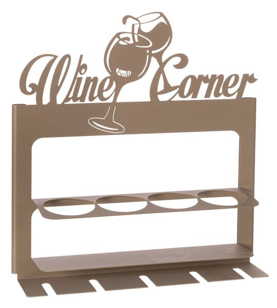 Porta bottiglie di design moderno Wine Corner in metallo, 45X10PX45H, colore Beige
