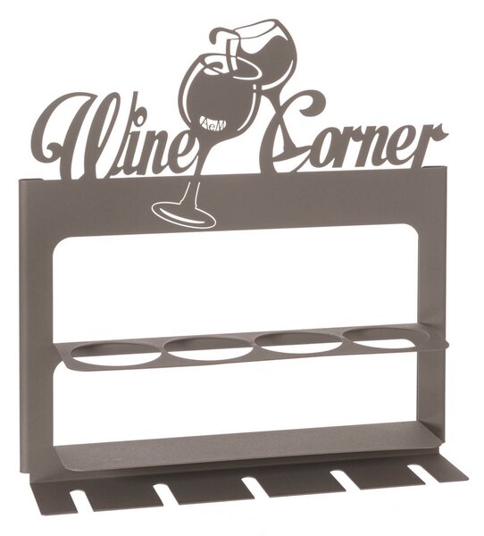 Porta bottiglie di design moderno Wine Corner in metallo, 45X10PX45H, colore Fango