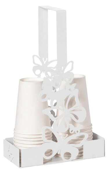 Portabicchieri Le farfalle, sono protagoniste in questo porta bicchieri FARFALLOSO 16x8x h27 cm Pratico e funzionale, colore bianco