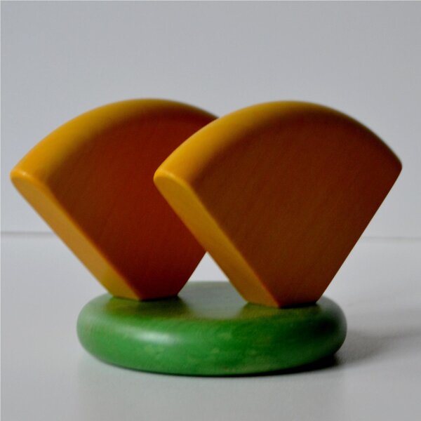 Portatovaglioli in legno di tiglio VELA 10xh9,5 cm realizzato a Bergamo Italia a mano colore verde Giallo