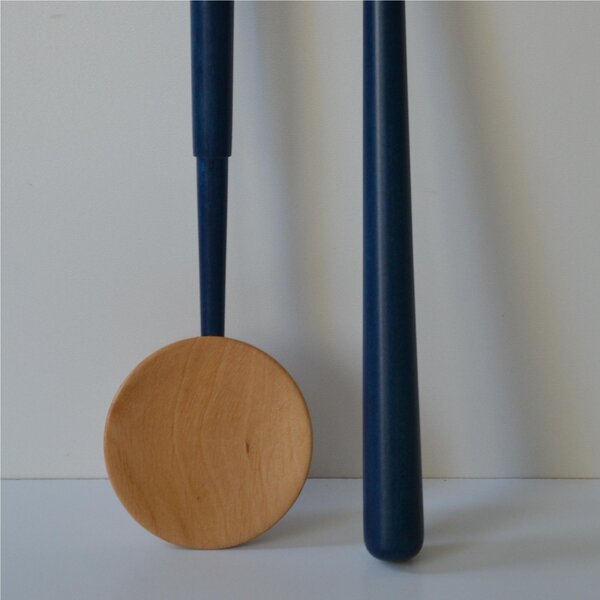 Coppia posate insalata in Legno Di Ontano 34x6,5 cm non lavabili in lavastoviglie colore Blu