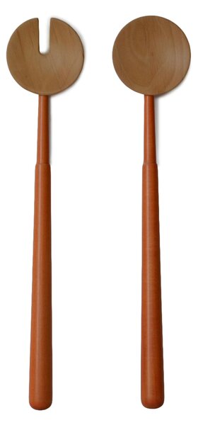 Coppia posate insalata in Legno Di Ontano 34x6,5 cm non lavabili in lavastoviglie colore Legno Naturale