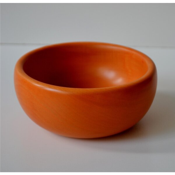 Coppetta macedonia, gelato insalatiera in legno tornito a mano � 14xh6 cm verniciata con vernici all'acqua arancio