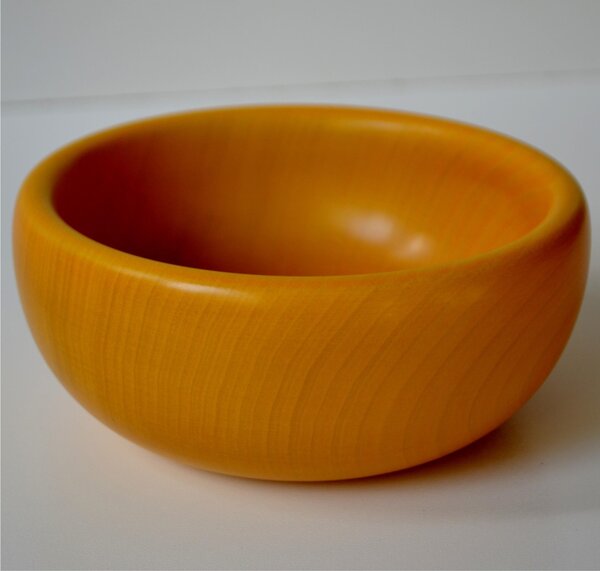 Coppetta macedonia, gelato insalatiera in legno tornito a mano � 14xh6 cm verniciata con vernici all'acqua giallo