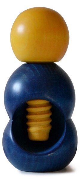 Rompinoce SFERA in legno di tiglio tornito a mano 5,5xh12 cm bicolor blu giallo